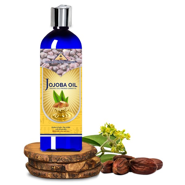 Ancient Health Remedies Organic Cold Pressed JOJOBA OIL Bulk Carrier Oil For Beauty, Skin, Hair Moisturizing DIY Enhancer For Body Butter & Skin Softening & Hair Care Products(India)