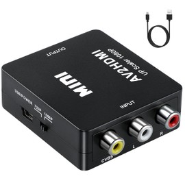 SZJUNXIAO RCA to HDMI Converter, RCA to HDMI Converter, Composite Adapter, RCA Input, HDMI Output, AV2HDMI, Audio Transfer, 1080p/720p Compatible Converter, Car Monitor Compatible, USB Powered