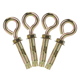 Napredak 25/64" x 3-1/2" Shoulder Eye Bolts Anchor, Screw Expansion Sleeve Bolt with Ring, Carbon Steel Concrete Wall Brick Cement Anchors Bolts Fastener (4 pcs)