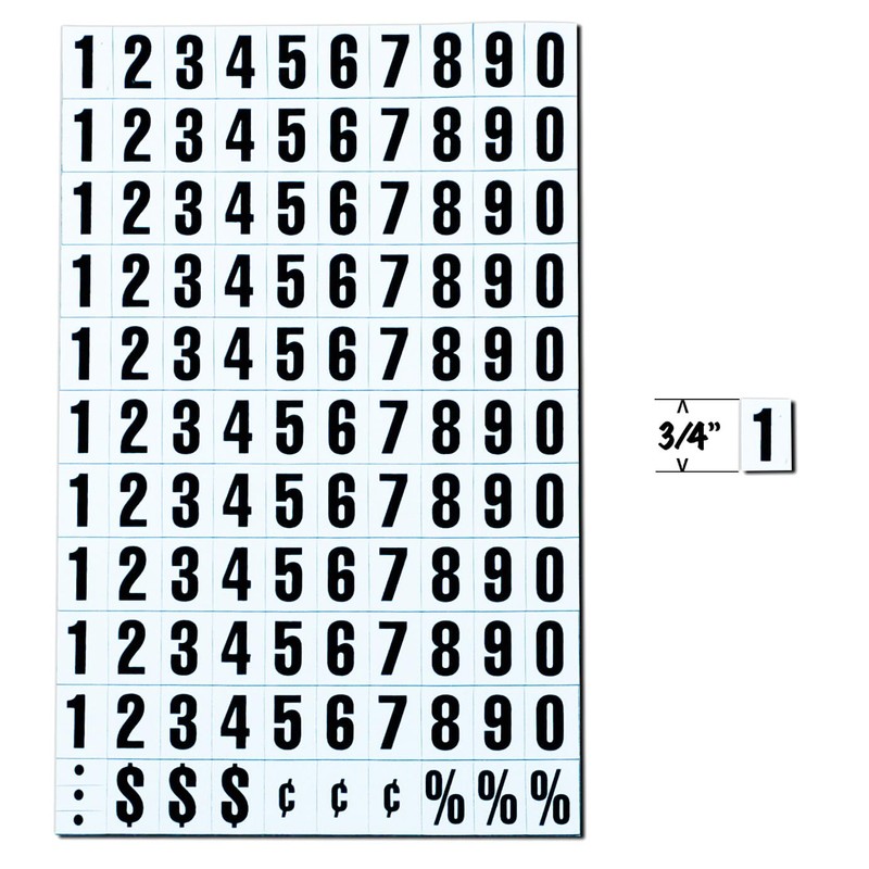 Magna Visual 3/4" Screen Printed Magnetic Black on White Numbers