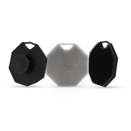 3Pack Silicone Body Scrubber, Qewro Body Buffer Exfoliating Brush with Silicone Loofah, Bath & Body Brushes for Men Women Kids Pets use in Shower, Scalp Exfoliator Hair Shampoo Skin Cleaning Brush