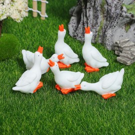 SEWACC 6Pcs Mini Goose Figurines White Goose Statues Resin Animal Figurine for DIY Dollhouse Micro Landscape Ornaments