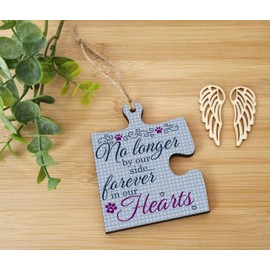 The Plum Penguin Hanging Jigsaw Puzzle Piece No longer By Our Side Forever Hearts Pet Loss Remembrance Sign Ornament