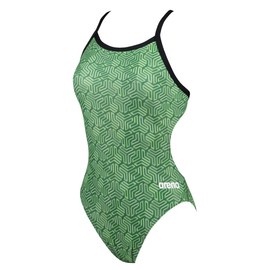 ARENA Kikko Womens Chlorine Resistant Athletic One Piece Swimsuit, Bathing Suit for Lap Swimming, Swim Competition & Water Sports-Green