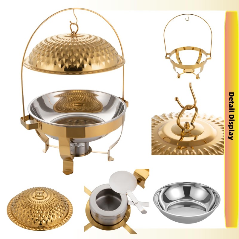 6.3 QT Round Chafing Dish Buffet Set, 1-Pack Stainless Steel