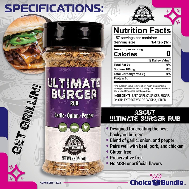 Pit Boss Ultimate Burger Premium BBQ Barbecue Mixed Seasoning Spice