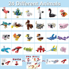ENJBRICK Mini Animals Building Blocks Set, 24 Pack Party Favors for Kids Goodie Bag Fillers and Classroom Prizes, Unique Birthday Gifts for Boys and Girls, 762 Pcs