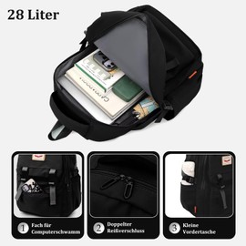 Clufar School Backpack Teenager Girls Boys Lightweight School Bag Laptop Backpack School Girls Multi Bag Comfortable School Bag School Bag Backpack School Backpacks Women Men Waterproof Large, A-Black