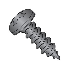 Small Parts-1216ABPPB Steel Sheet Metal Screw, Black Oxide Finish, Pan Head, Phillips Drive, Type AB, #12-14 Thread Size, 1" Length (Pack of 100)