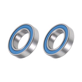 METALLIXITY Deep Groove Ball Bearings (6801-2RS, 12mm x 21mm x 5mm) 2Pcs, Chromium Steel Double Sealed Industrial Bearings - for Industrial Micro Motor, Blue