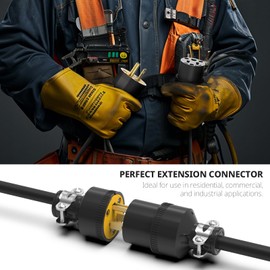 ThunderWay Electrical Replacement Plug & Connector Set, Extension Cord Ends Male and Female, 15 Amp 125 Volt, Straight Blade Plug Grounding Type, NEMA 5-15P & 5-15R, UL Listed, Black，3-Prong-5 Set