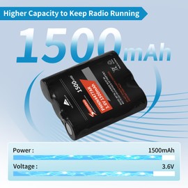 Senpinkboo 2-Pack PMNN4477AR T600 T800 Battery 1500mAh Upgraded for Motorola Talkabout T200 T260 T265 T270 T280 T400 T402 T460 T465 T470 T475 T480 T500 T503 T600 T800 T801 Rechargeable Battery 3.6V