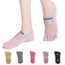 5Pair Women Pilates Socks Non-Slip with Grips for Yoga Barre Dance Soft Comfortable Breathable Sweat-Absorbing and Durable Sport Socks