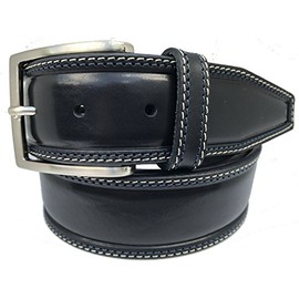 MENS BELT DARKEST NAVY BLUE 100% ITALIAN FULL GRAIN SINGLE SKIN HIDE LEATHER BELT DOUBLE STITCHED 40MM (LARGE 36-38 INCHES)