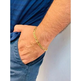 IsasJewelry 18K Gold Filled Figaro Link Bracelet For Mens 8.5" 10g / Pulsera Para Hombre New