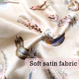 sent hair Extra Long Bonnet Sleeping Cap with Elastic Band, Single Layer Silky Satin Bonnet Night Sleep Cap for Women Braids/Dreadlocks/locs/Curly/Long Hair (Beige Feathers)