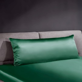 THXSILK 22 Momme Silk Pillowcase for Hair and Skin, Smooth Cooling Pillow Cover with Hidden Zipper, Both Sides Pure Silk, Gift for Women Men 1 pc(20" x 54", Emerald Green