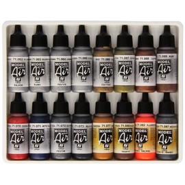 Vallejo Metallic Set Model Air Paint, 17ml, Multicolor, 16-Pack