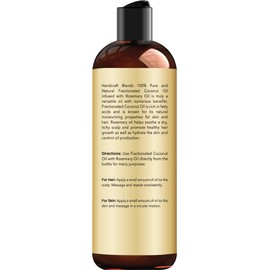 Handcraft Blends Fractionated Coconut Oil Infused with Rosemary - 8 Fl Oz - 100% Pure and Natural - Premium Grade Carrier for Skin, Hair and Massage