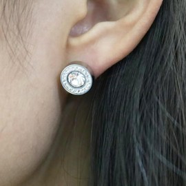 Lymphvity Therapy Earrings for Women, Lymphatic Halolux Lymphvity Germanium Earrings Acupuncture Lymph Detox Earring Drainage Jewelry 18 K Gold Plated Stud Rhinestone Gift 2 Silver