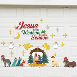 30 Pcs Nativity Scene Garage Door Magnets, Religious Christmas Decorations, Jesus is The Reason for The Season Magnetic Decor for Garage Door, Car, Refrigerator