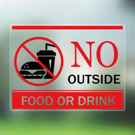 6pcs No Outside Food or Drink Sign Sticker, 8x6 Inch Self Adhesive Waterproof Business Decal No Food or Drink Sticker for Door Window Office Library Store