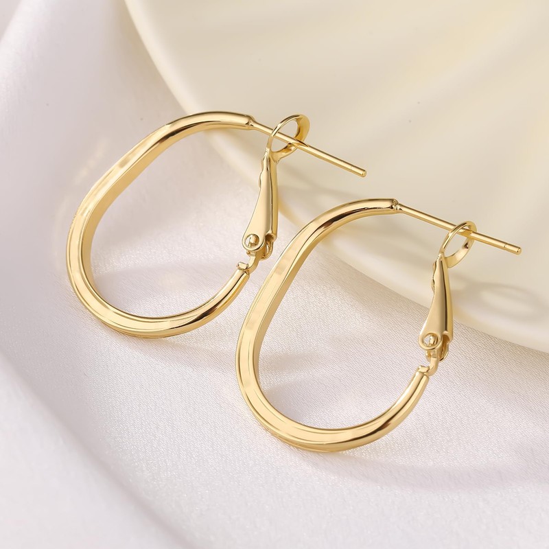 ToHeart 14k Gold Hoop Earrings for Womens Rectangle Hoop Earrings