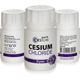 Pure Cesium Chloride CsCl 50g Crystal Powder, Purity >99.99%, Made in EU, by Pure Cesium, Certificate of Analysis Included, Tested in a Certified Laboratory, Buy Directly from Manufacturer, 1.8oz