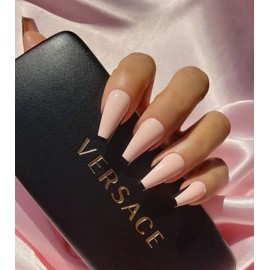 EDA LUXURY BEAUTY NUDE PINK BLACK V FRENCH LUXE DESIGN Full Cover Press On Nails Acrylic Nail Kit Artificial Nail Tips Shi...