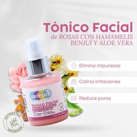 Vemare Cosmetics Tónico Facial Rosas Con Hamamelis, Benjuí Y Aloe Vera 100 ml
