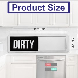 PATIKIL Dishwasher Magnet Clean Dirty Sign, 7x2 Inch Clean & Dirty Dishwasher Sliding Indicator Silver Acrylic Magnet Sign Kitchen Gadget, Black & White