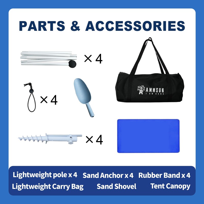 AMMSUN Beach Tent Sun Shelter, 10x10.5 FT Beach Canopy Tent