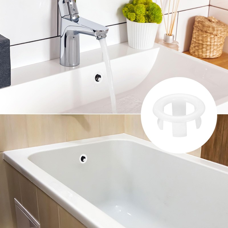 uxcell 10pcs Sink Overflow Rings, Bathroom Kitchen Basin Trim Bath