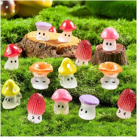 LSLYHTC 24pcs Mini Mushrooms Cute Resin Tiny Mushrooms Statue Fake Miniature Mushroom Figurines for Fairy Garden Terrarium Accessories Decor Micro Landscape Craft
