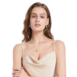 GZWHD Yellow Citrine Necklace and Earrings Sets for Women,Birthday Gift for Mother/Wife/Friend/Daughter