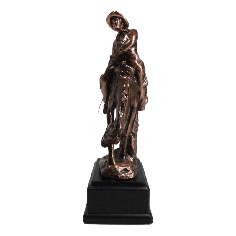 Ebros Rustic Western Rodeo Cowboy W/ Bucking Horse Bronze Electroplated