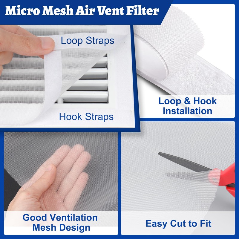 Wintcomfort Air Vent Filter Kit, 39"x39" Cut to Fit Micro
