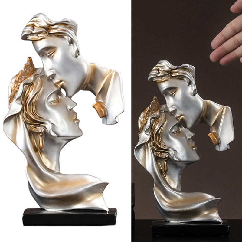 Couples Kiss Sculpture Exquisite Decorative Resin Kissing Lover Figurine Home