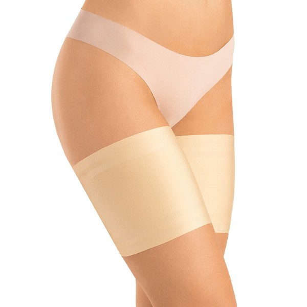 OVISSA Thigh Bands Flexible Chafing Protection Prevents Chafing with Satin Lining Slimming Bands Invisible Under Clothing Anti-Friction Strips TS500, beige