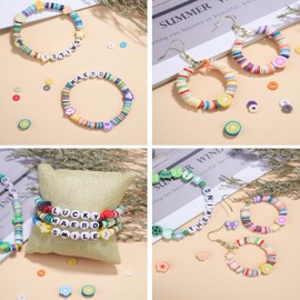 2000 pcs Clay Beads Bracelet Making Kits, Colourful Flat Polymer Heishi Beads Set for Friendship Jewelry Making, Necklace Earings Charms DIY Craft Gifts for Teen Girls Women
