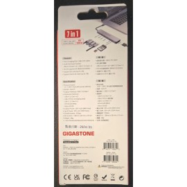 Gigastone USB-C HUB, 7IN1 Type-C , PD charge 100W, 2 USB 3.0 Ports, card reader