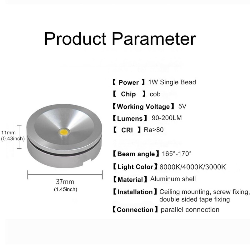 Scpopfer LED Spotlight with dimmer Indoor Mini Ultra-Thin 5V USB