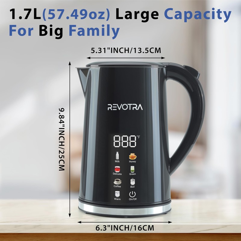 1.7L Electric Kettle, Stainless Steel Interior, 1500 Watt, Fast Boiling