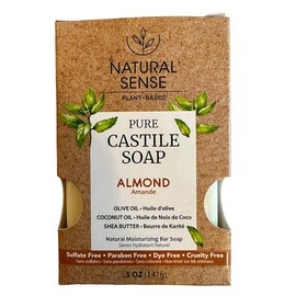 Natural Sense Plant-Based Pure Castile Soap, ALMOND, Sulfate-Free, Paraben-Free, Dye-Free, w/Olive & Coconut Oil and Shea Butter, 5 oz