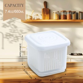 kumet Reusable Fruit Storage Container with Removable Drain Basket, Ideal for Fridge, Perfect for Berries and Other Fruits, Durable Food Storage Box (White)