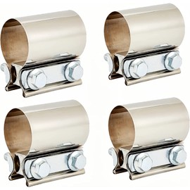 2" Stainless Steel Exhaust Clamp,Universal Muffler Clamp Button Joint,Anti-Rust&Corrosion Resistant,Band Clamp For Motorcycle,Car Exhaust System,Tube Conection,Pipe Repair,Repalcment,4Pcs