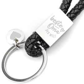 Glitzkind Keyring with Engraving for Mum, Grandma, Dad, Girlfriend, Heart Pendant Gift for Mum, Mother's Day, Birthday, Christmas, Key Ring, Car Key, Silver, black, Einheitsgröße