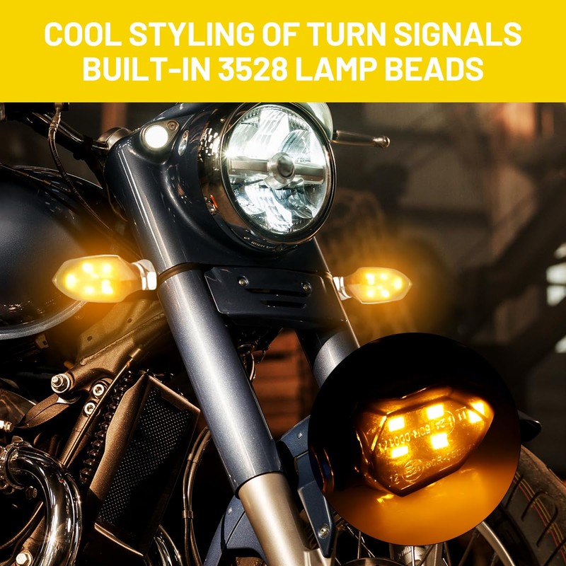 Suevut Set of 4 LED Motorcycle Indicators, E-Approved 12 V