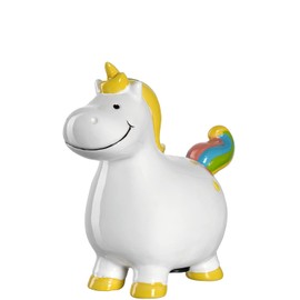 Leonardo Bambini Unicorn Money Box, Ceramic Piggy Bank with Key, Gift for Children, Boys Girls, 14 cm, White Colourful, 039195