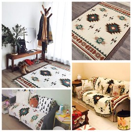 Multi-Cover, Scandinavian Style, Sofa Cover, Blanket, Sofa Mat, Stylish, Fringe, 2 Seater, Cotton, Blanket, Native Tablecloth, Table Cover, Bath Mat, Table, Multi-Cloth, Washable, Multi-functional, Carpet, Geometric Pattern, Double-sided, Large, All Seas